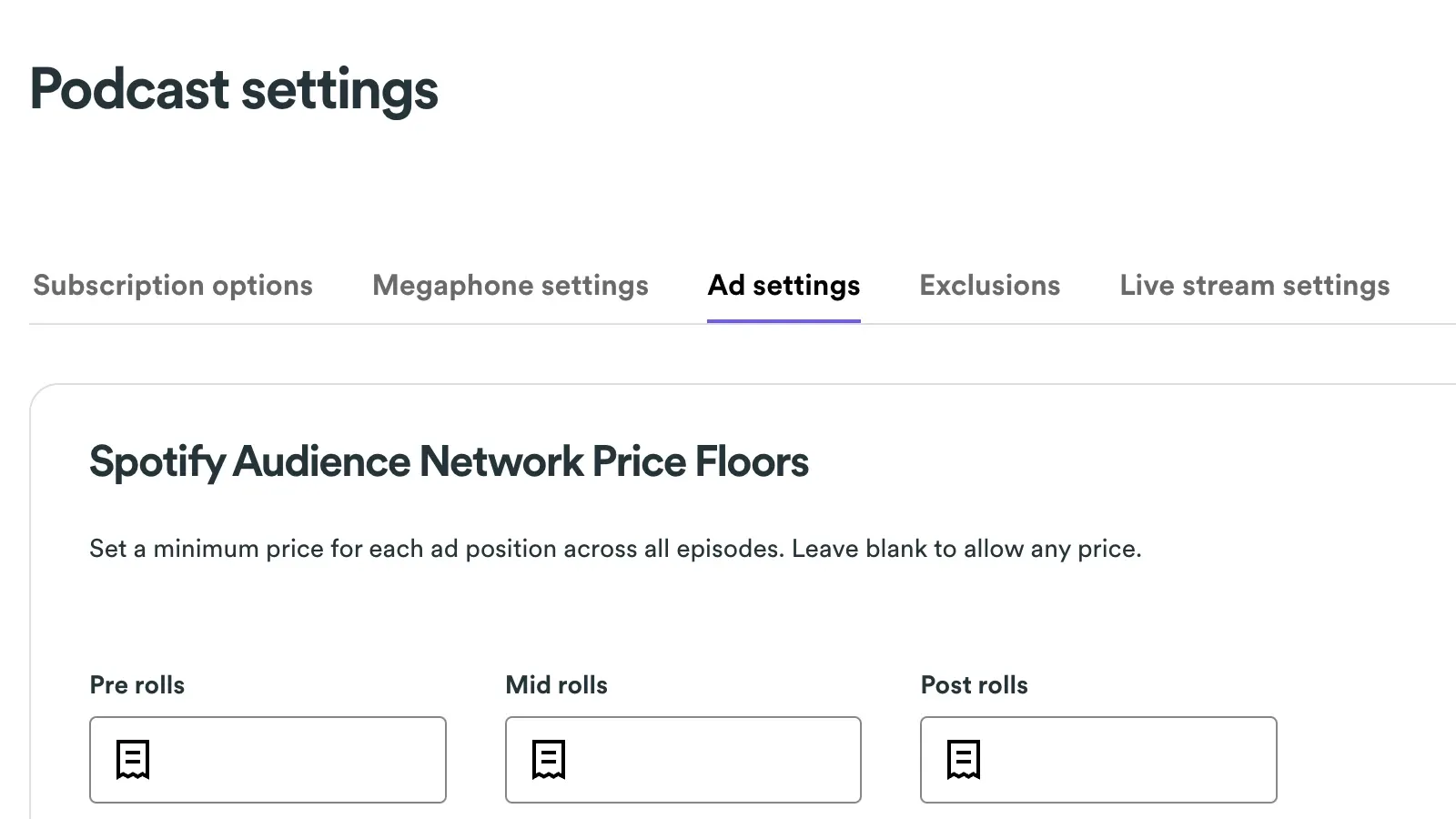 Price Floor Option for Megaphone publishers