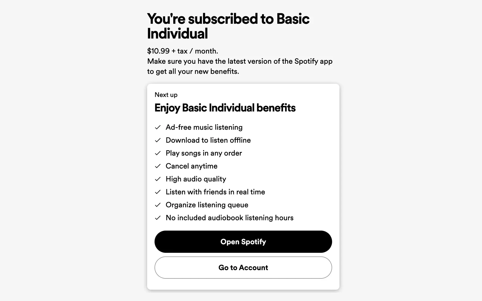 Spotify Basic Individual Plan