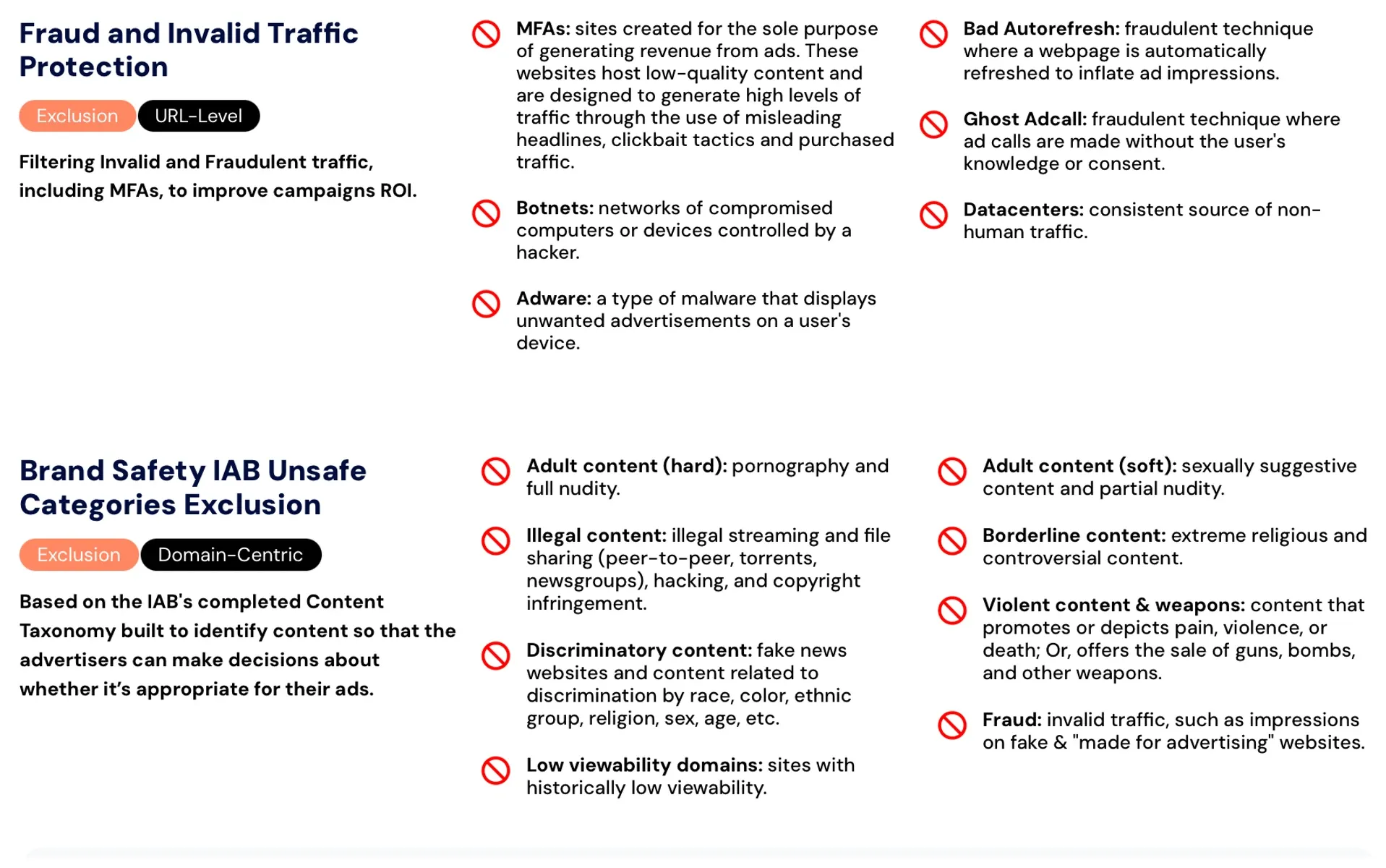 Adloox: Fraud and Invalid Traffic Protection + Brand Safety IAB Unsafe Categories Exclusion - in DV360