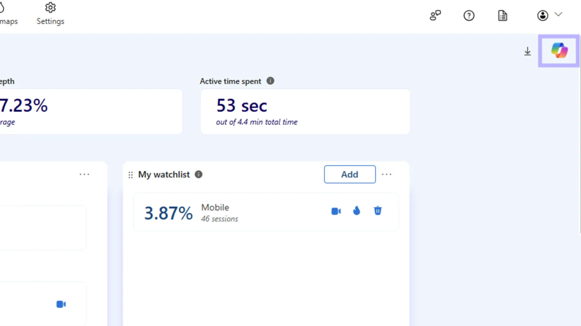 The Microsoft Clarity dashboard