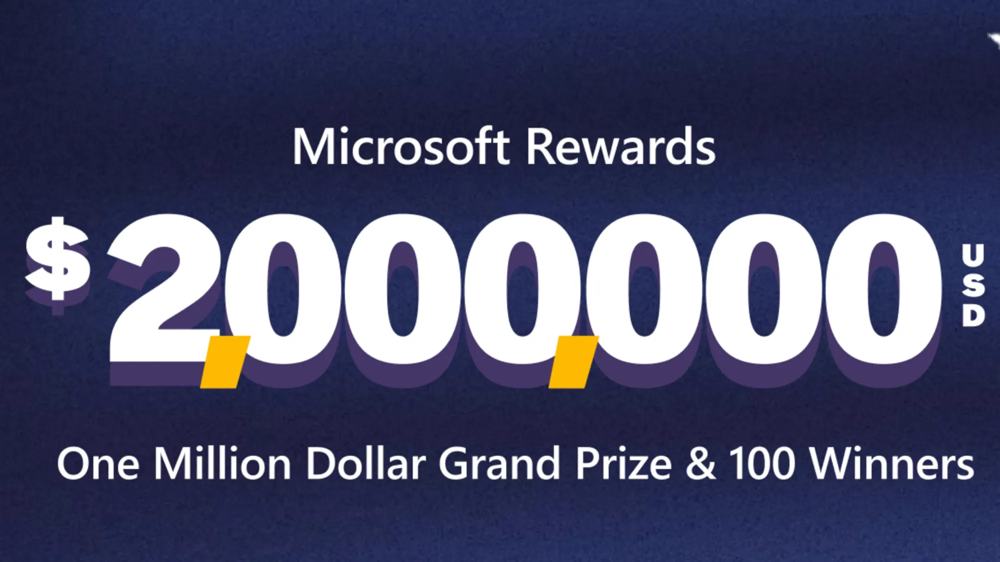 Microsoft Rewards $2M sweepstakes offers one million dollar grand prize and 100 weekly prizes in global promotion