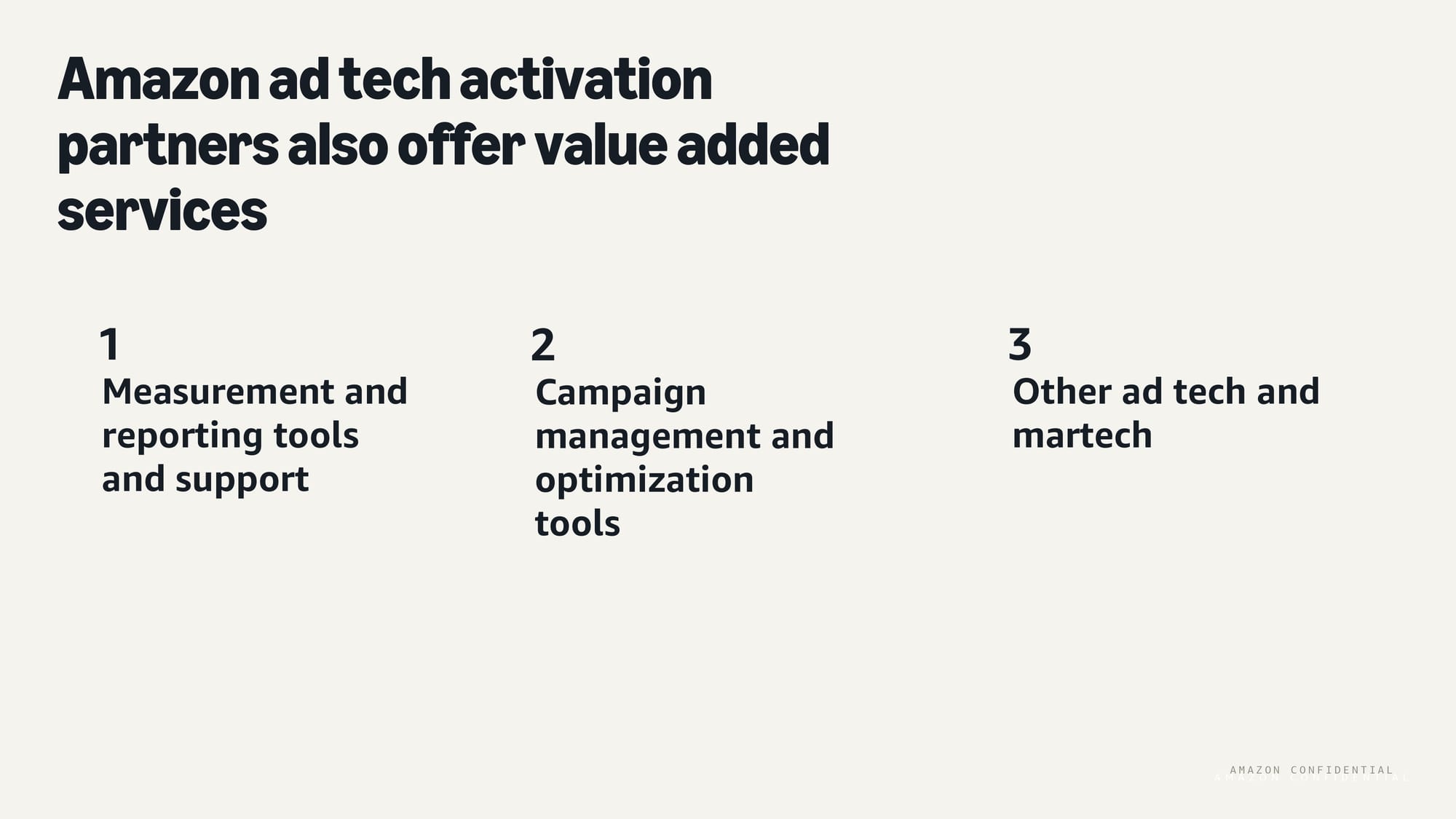 Amazon ad tech activation partners value-added services including measurement and optimization tools