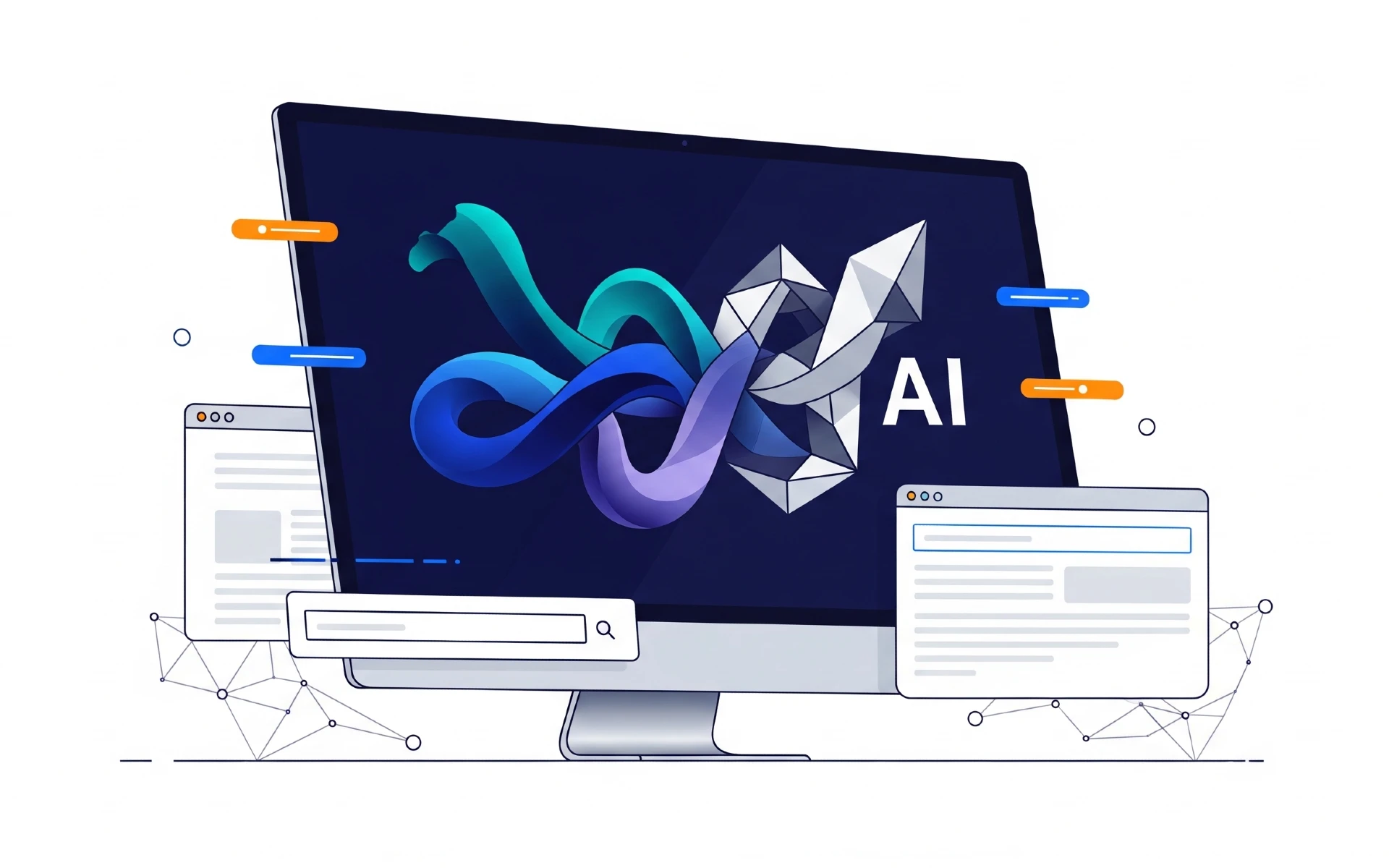 AI vs human content creation workspace showing organic creativity flows contrasting with automated systems