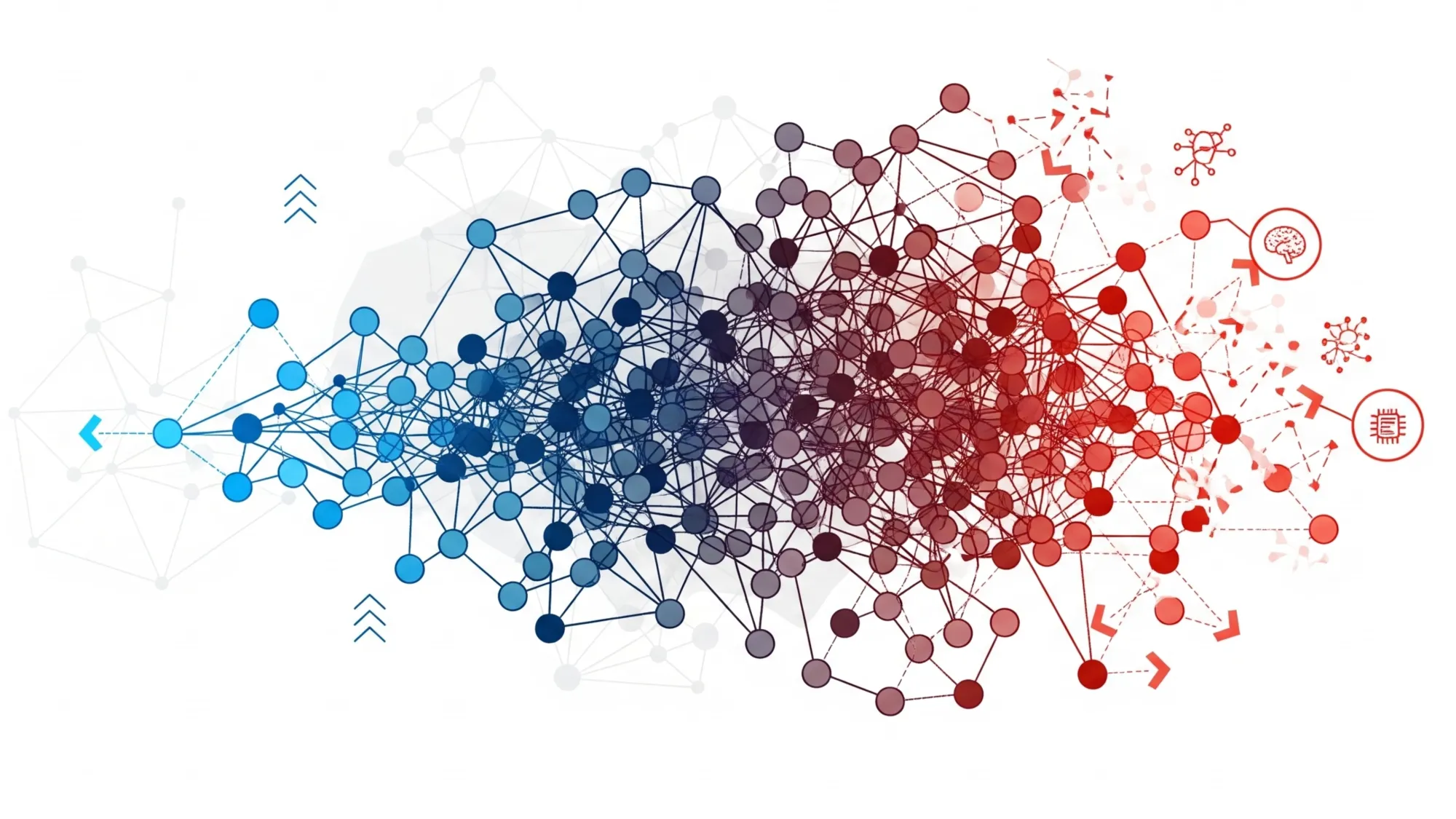 AI network visualization showing transformer models struggling with complex graph search tasks as connections break down