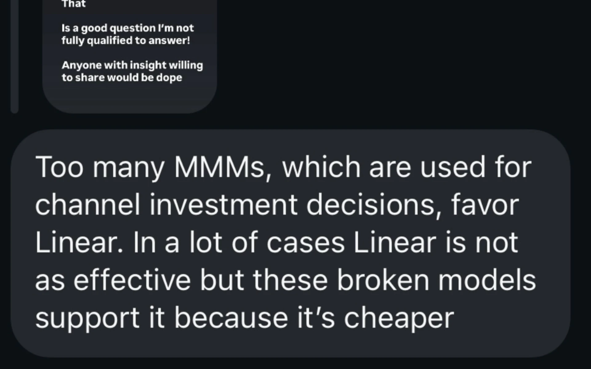 Executive exposes Mixed Media Model bias favoring cheaper linear TV over streaming effectiveness