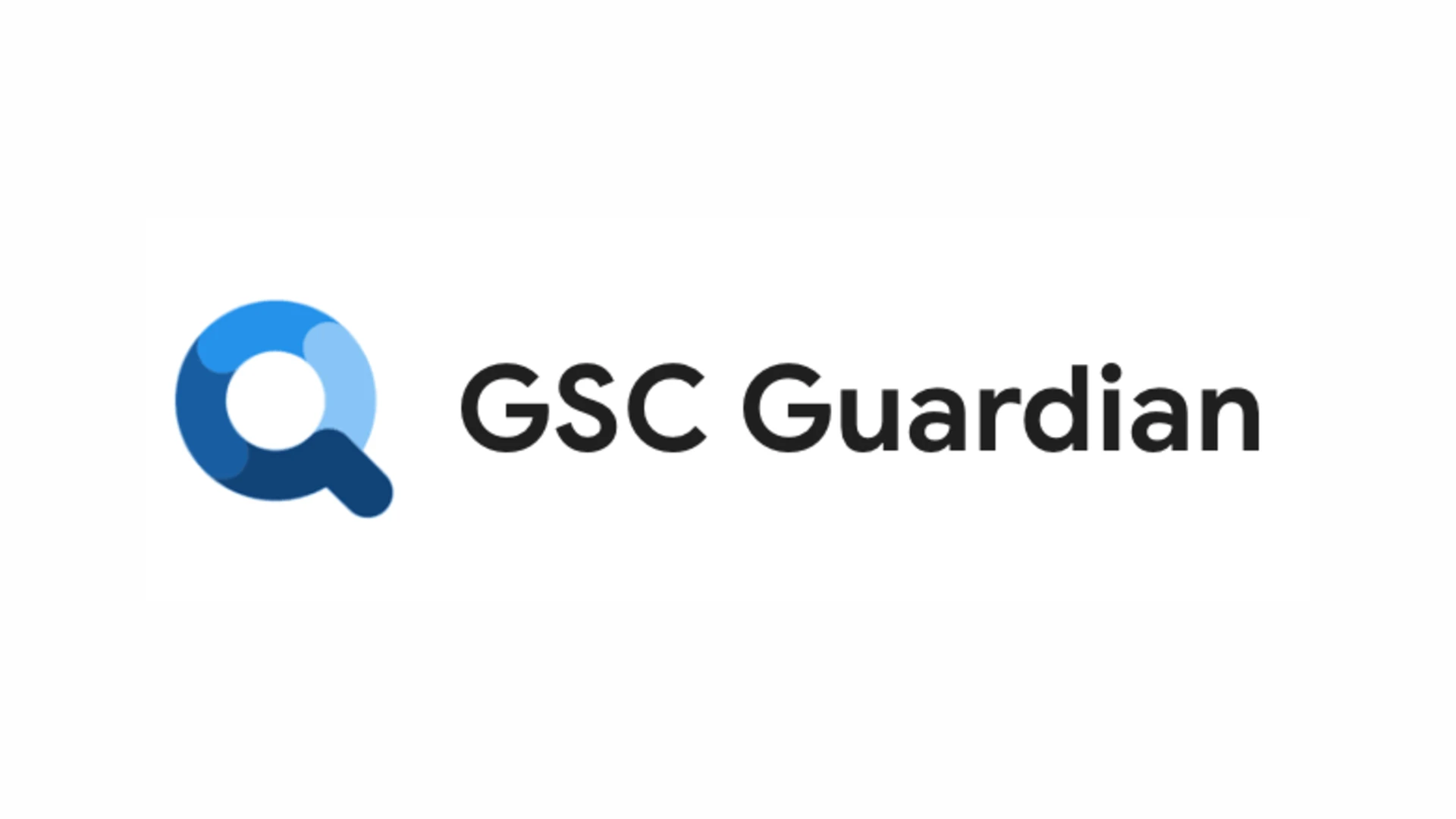 GSC Guardian logo showing blue magnifying glass icon with black text for Search Console tracking tool