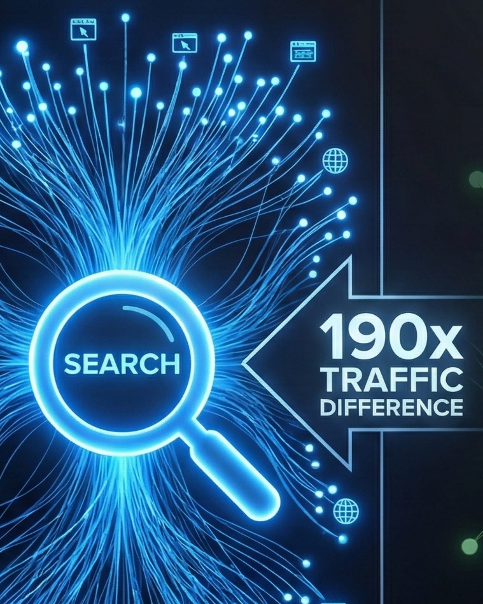 ChatGPT sends 190 times less website traffic than Google despite handling 12% of search volume daily.