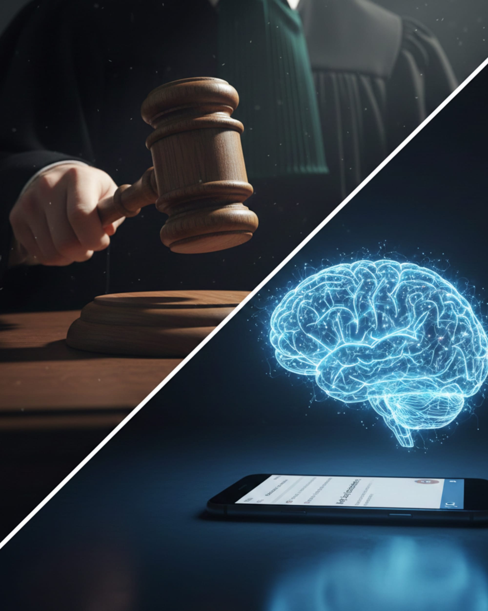 Judge's gavel meets AI brain over smartphone in dramatic courtroom technology clash