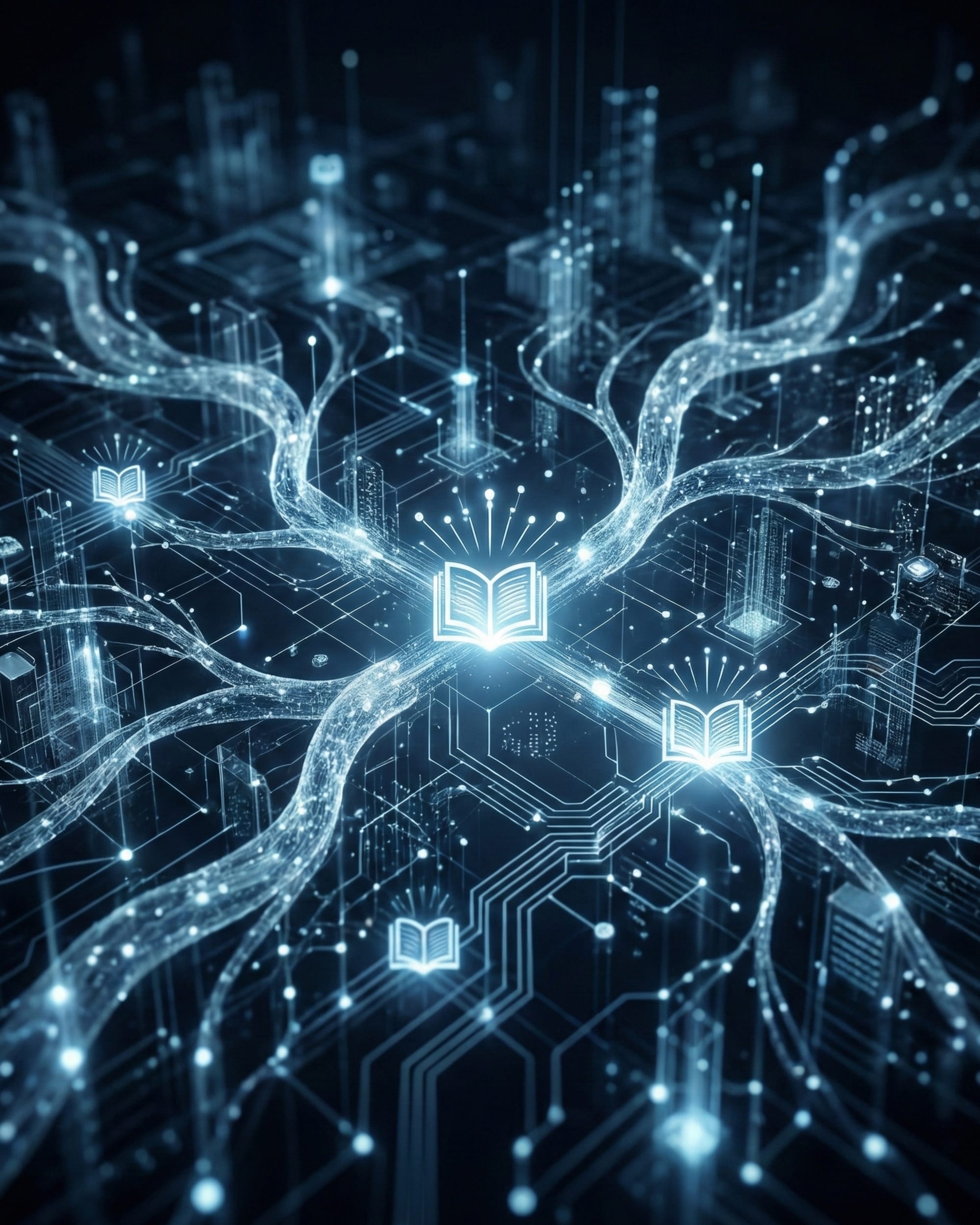 Digital infrastructure showing AI grounding technology connecting information sources