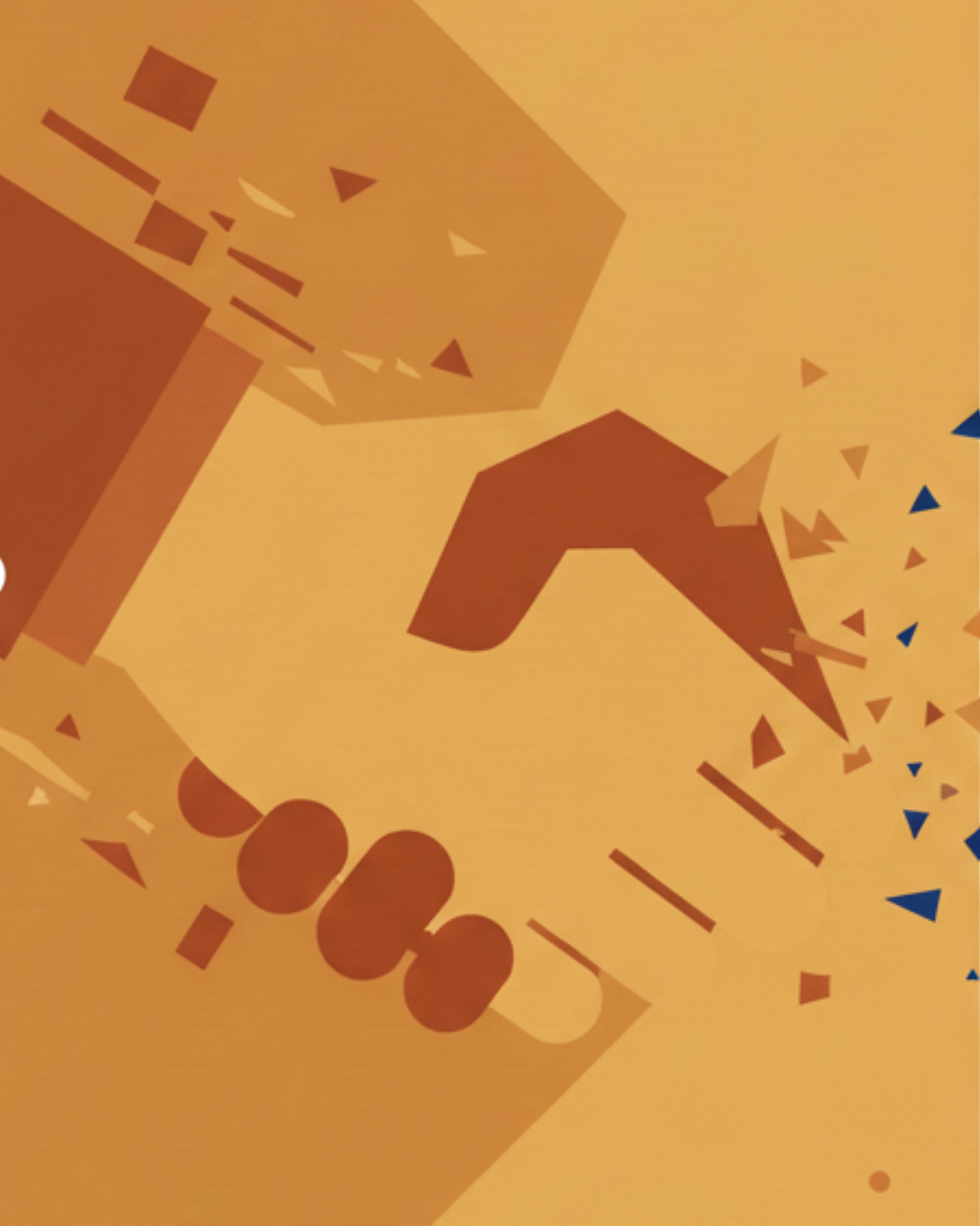Handshake dissolving into fragments symbolizing agency-client trust paradox and constant switching