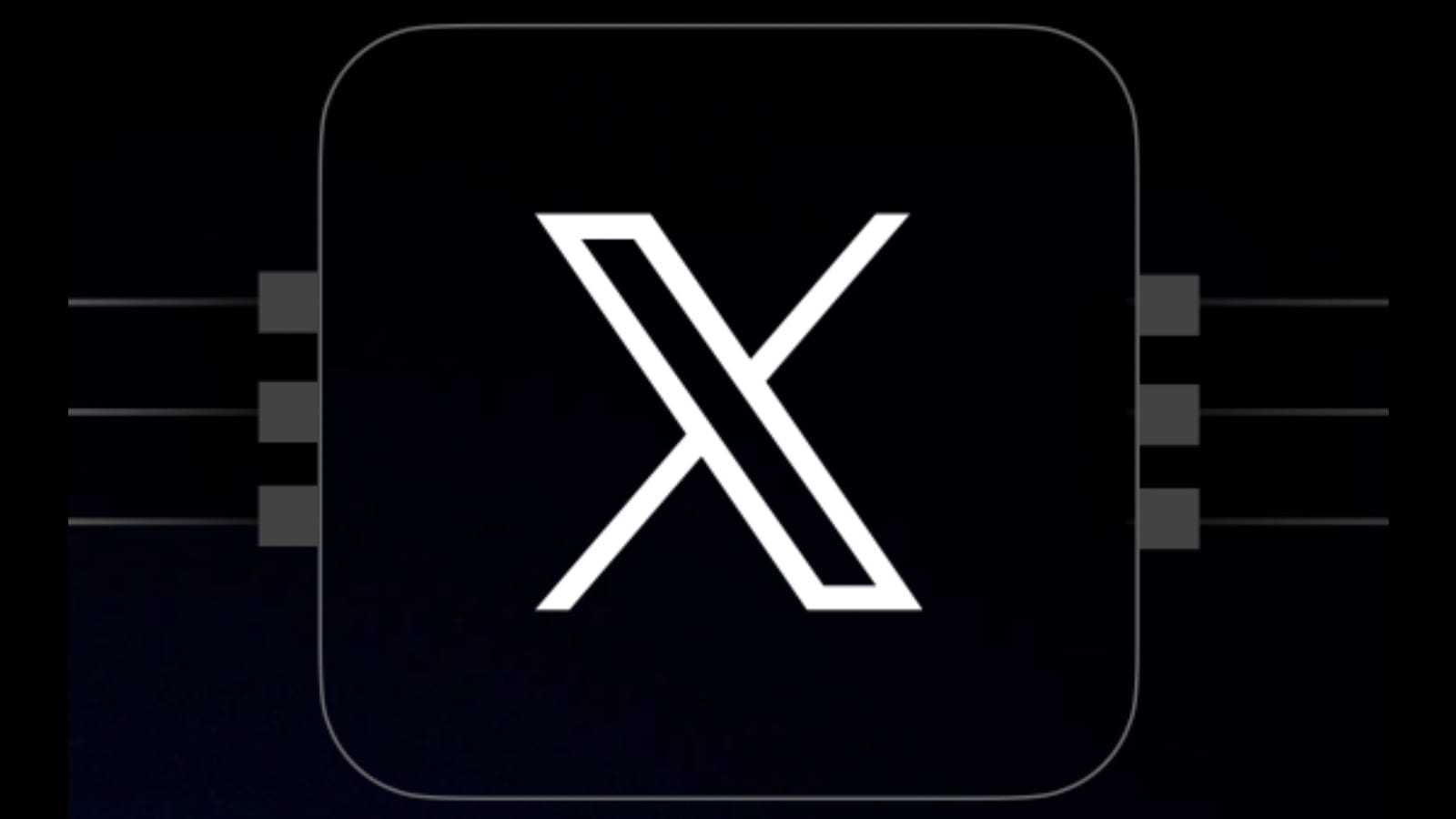 X logo on a dark chip-style frame with circuit lines, representing Grok AI powering brand safety.