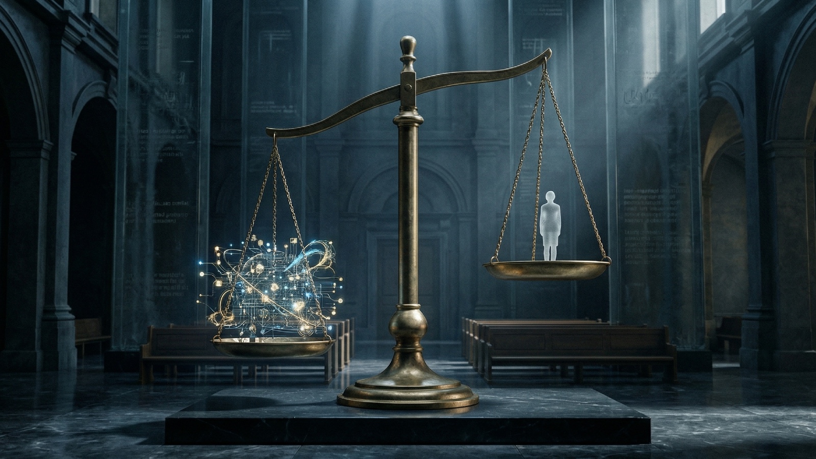 Scales of justice weighing data flows against human rights in EU legitimate interest law.