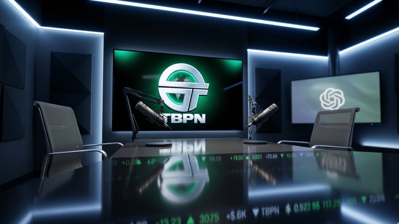 TBPN broadcast studio with OpenAI logo after acquisition deal worth hundreds of millions