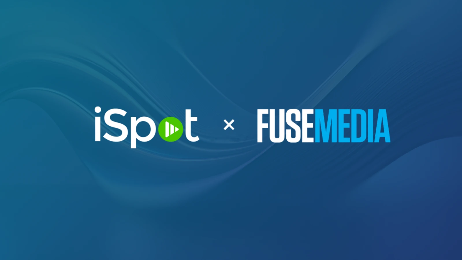 iSpot and Fuse Media logos on blue background, announcing CTV measurement partnership