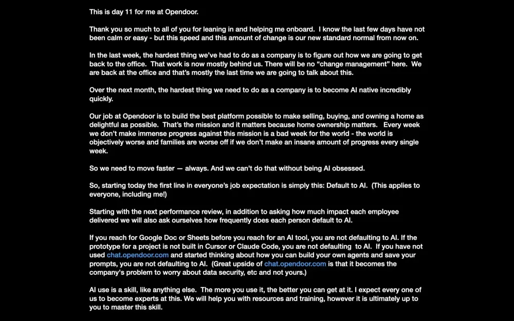 Opendoor CEO mandates AI for all employees