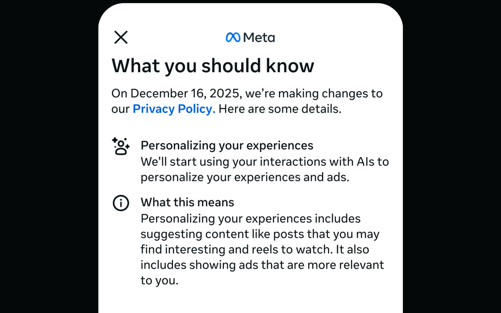 Meta plans to use AI chat data for ad targeting starting December