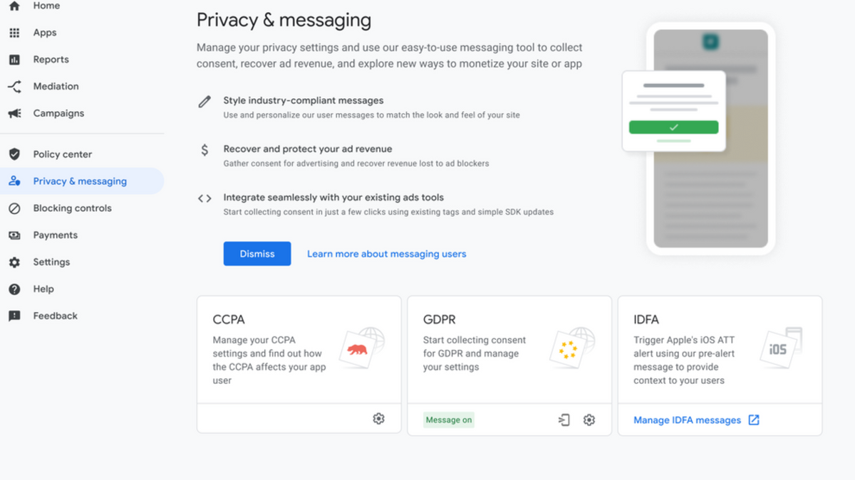Google integrates the Funding Choices consent manager in Ad Manager, AdMob, and AdSense