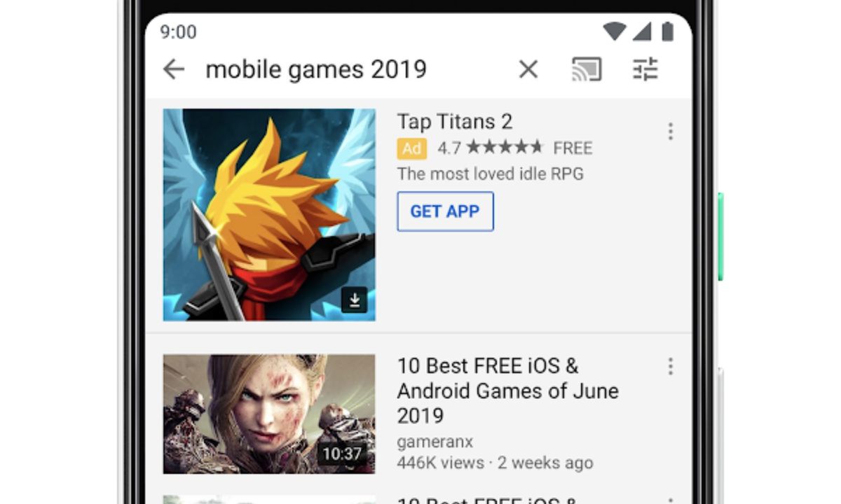 Google now shows app ads on YouTube search