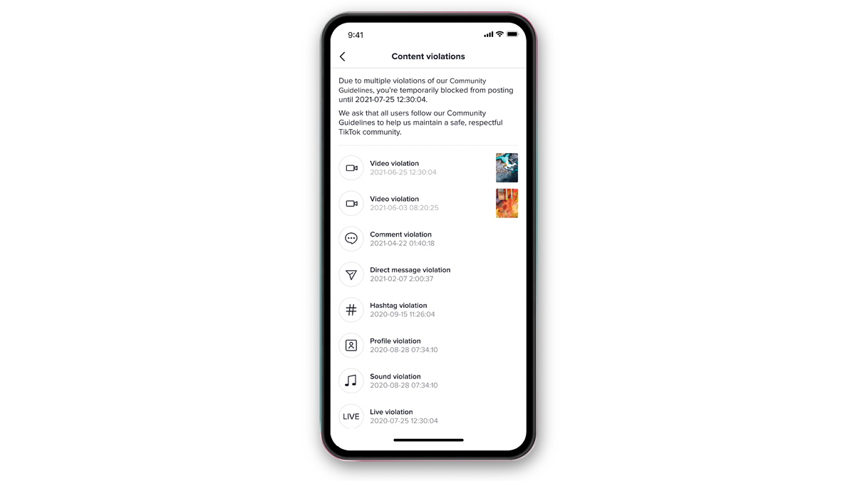 How content violations and penalties work in TikTok