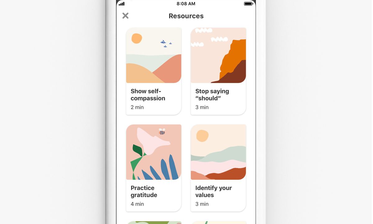 Pinterest rolls out well-being search for people feeling down