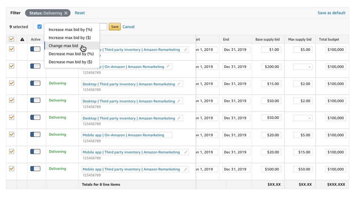 Amazon DSP introduces bulk edit of supply bids and total budget
