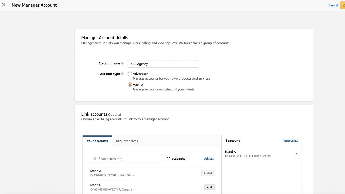Amazon rolls out Manager Account enabling advertisers to share accounts