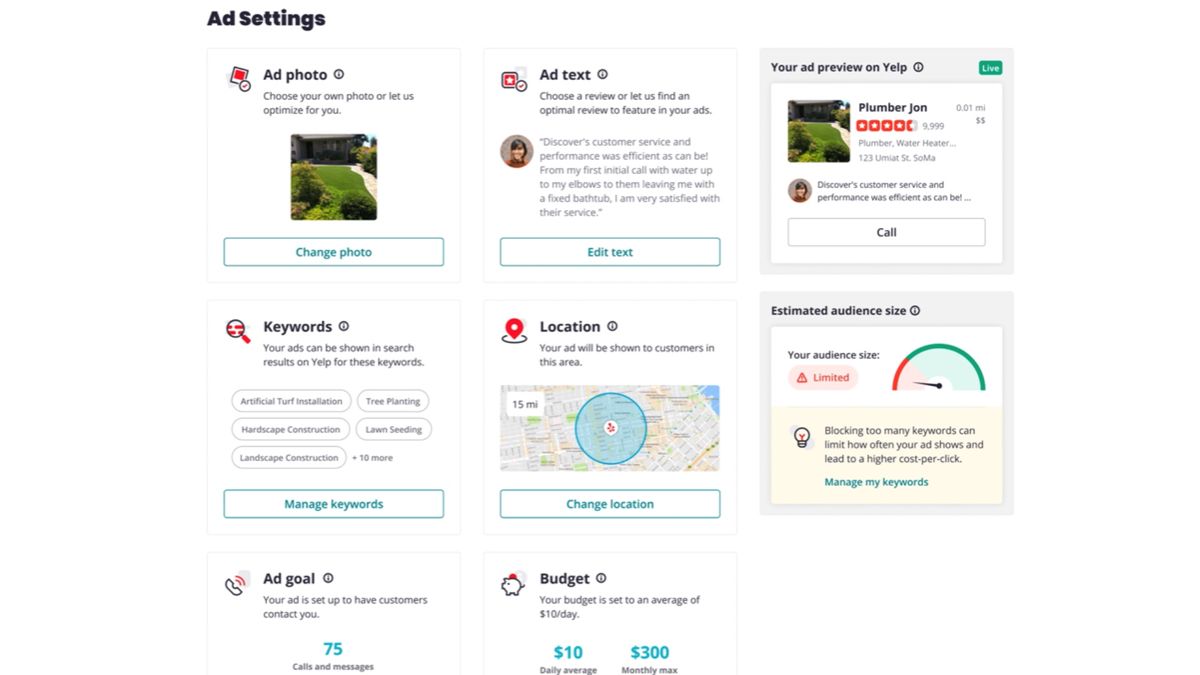 Yelp introduces Ad Goals, Audience Size Estimator, and Keyword Targeting