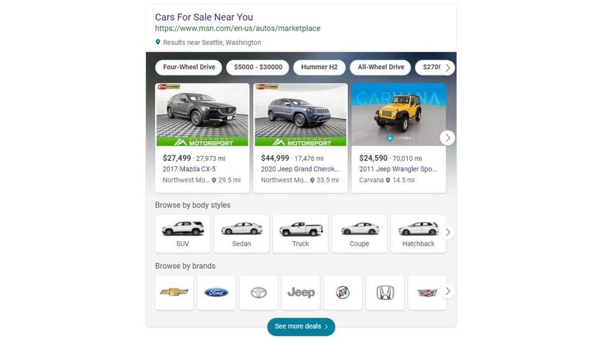 Microsoft Automotive Ads to show in Yahoo! and DuckDuckGo