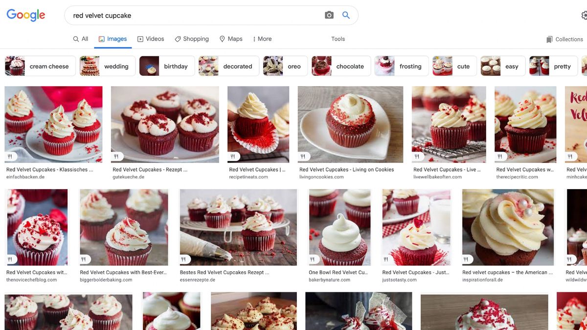 Search “red velvet cupcake" in Google Images