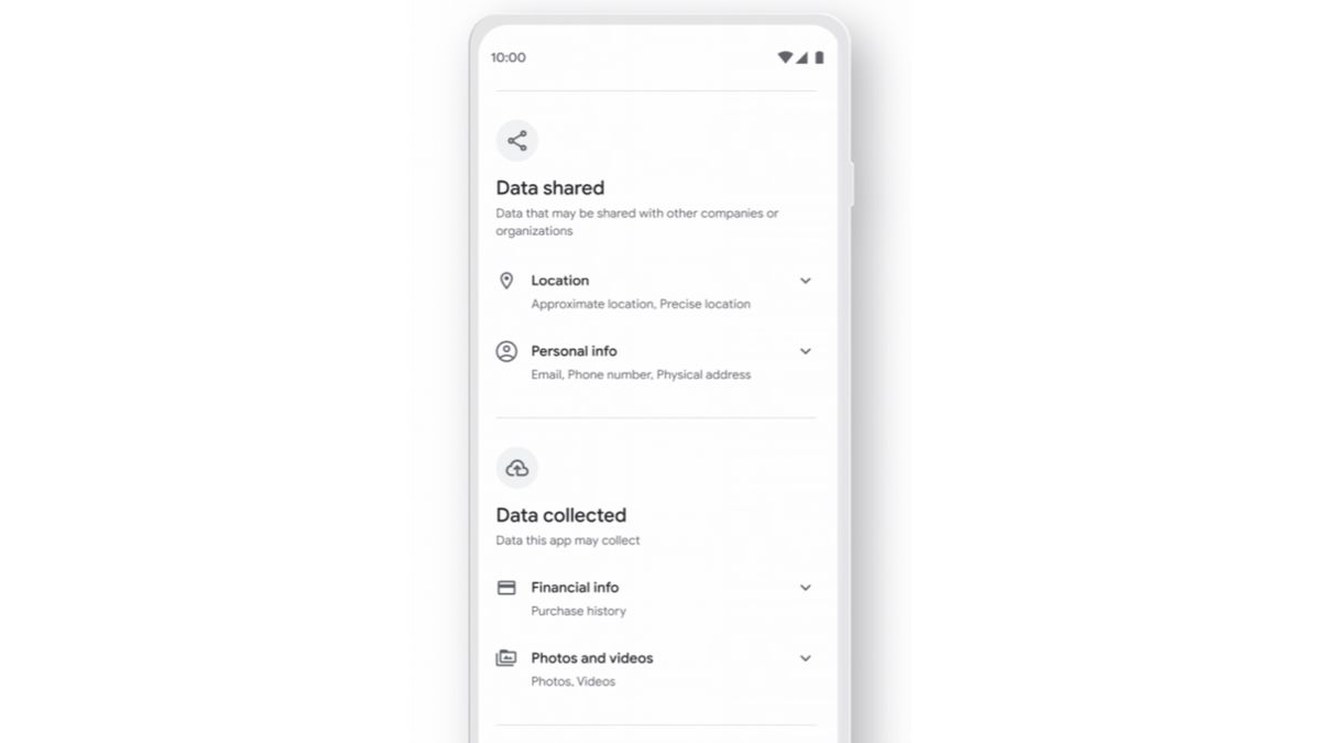 Data safety section in Google Play