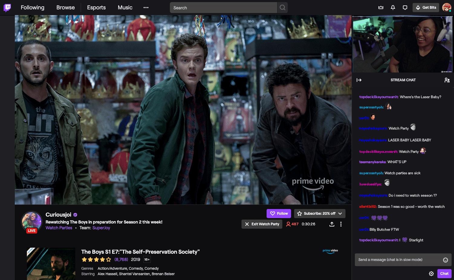 Twitch launches Watch Parties with Prime users watching movies & TV shows together