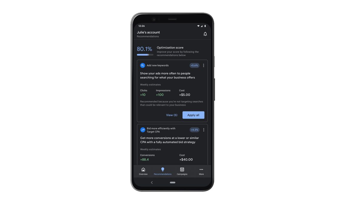 Google introduces Dark Mode and Notifications in Google Ads mobile app