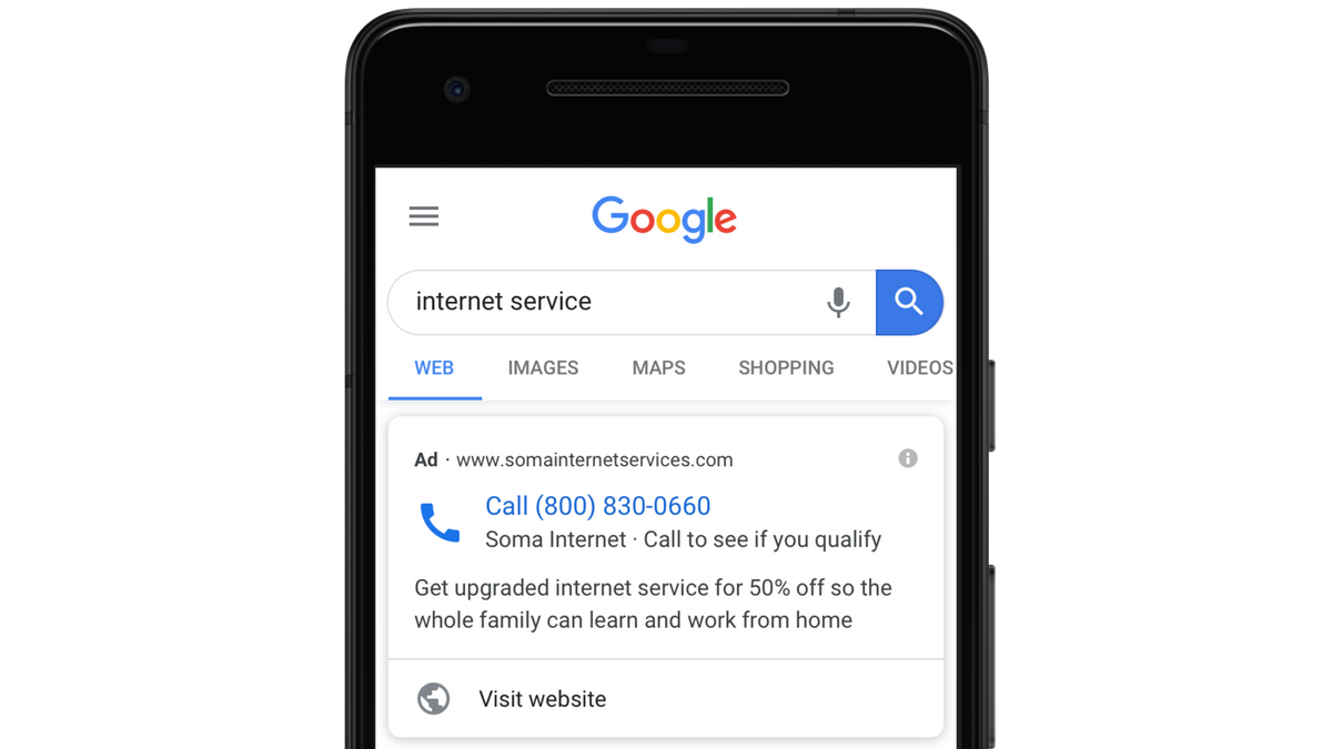 Google Ads introduces an optional website link in the Call Ads
