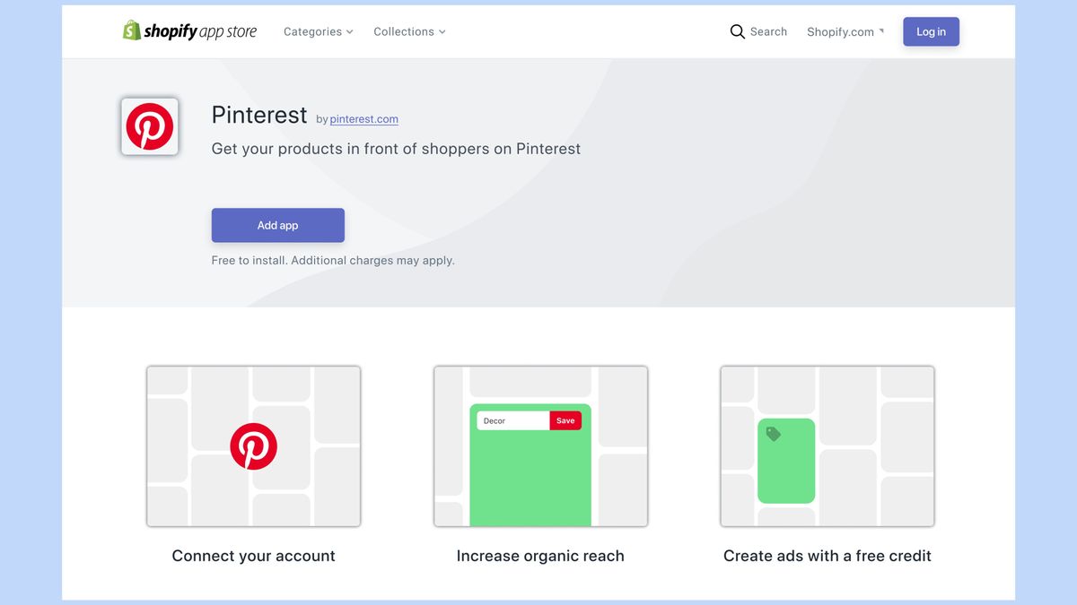 Pinterest app on Shopify