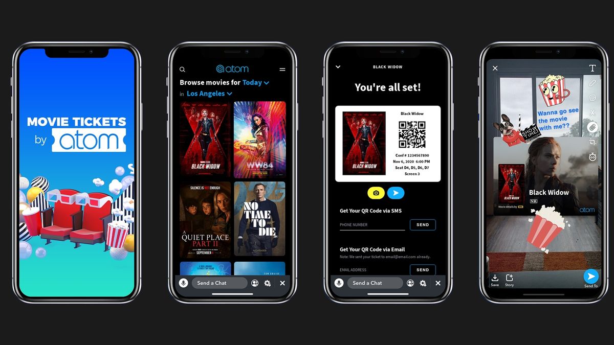 Movie tickets within Snapchat
