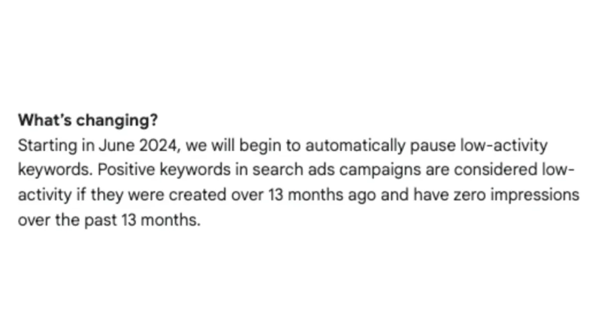 Google Ads to pause low-activity keywords