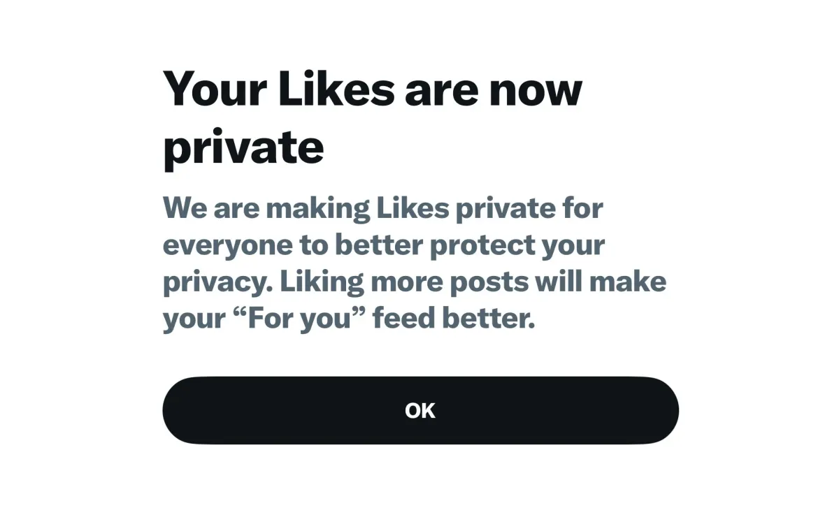 X makes major privacy change: all user likes now private