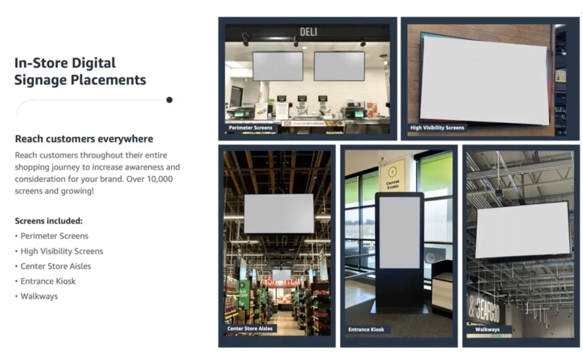 Amazon expands in-store advertising with digital signage in grocery stores