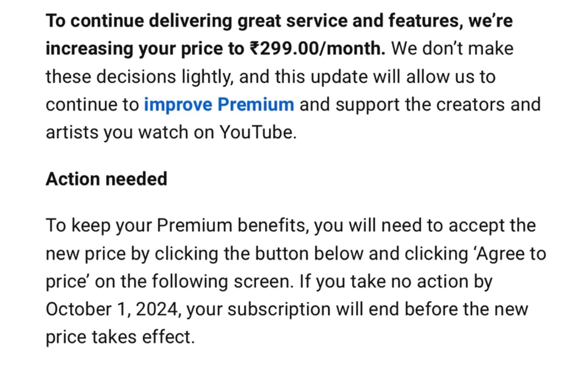 YouTube Premium price hike in India