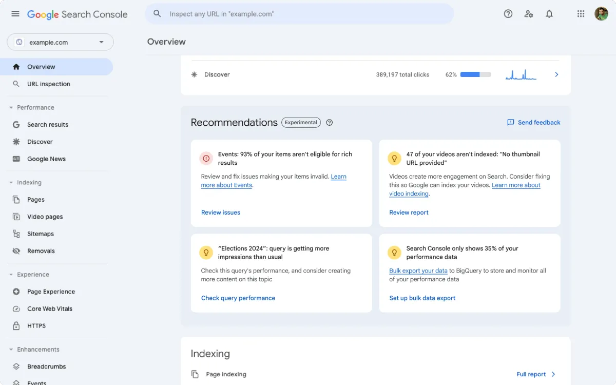 Google unveils Search Console Recommendations