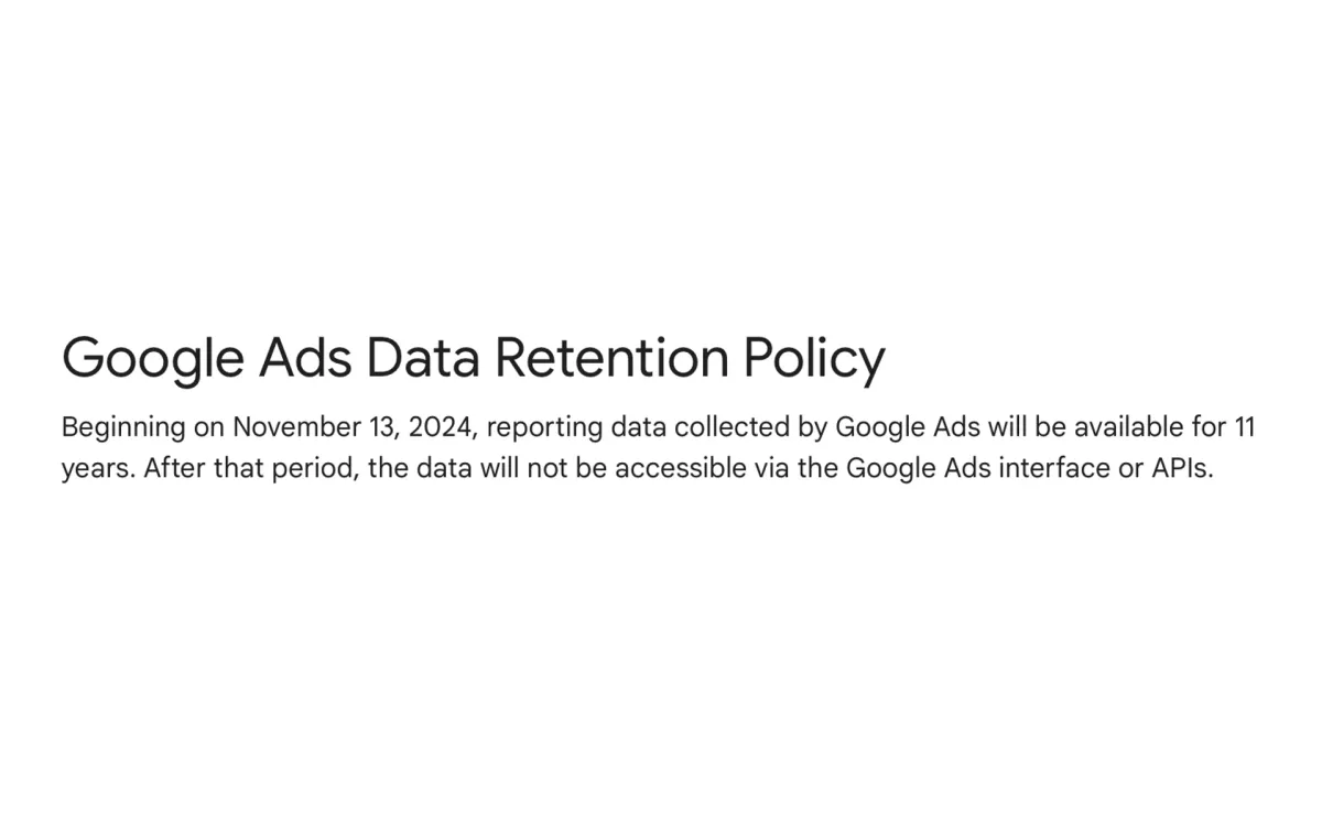 Google Ads announces 11-year data retention policy