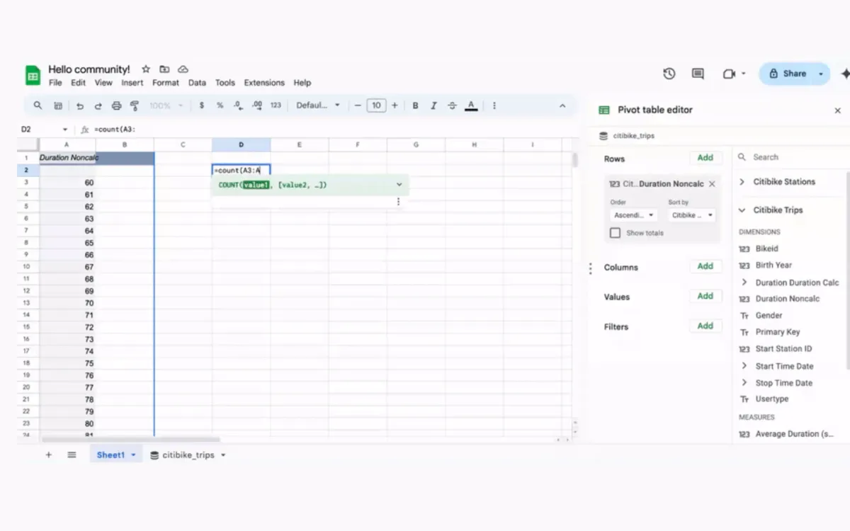 Looker connected sheets triples pivot table row limit to 100,000 rows