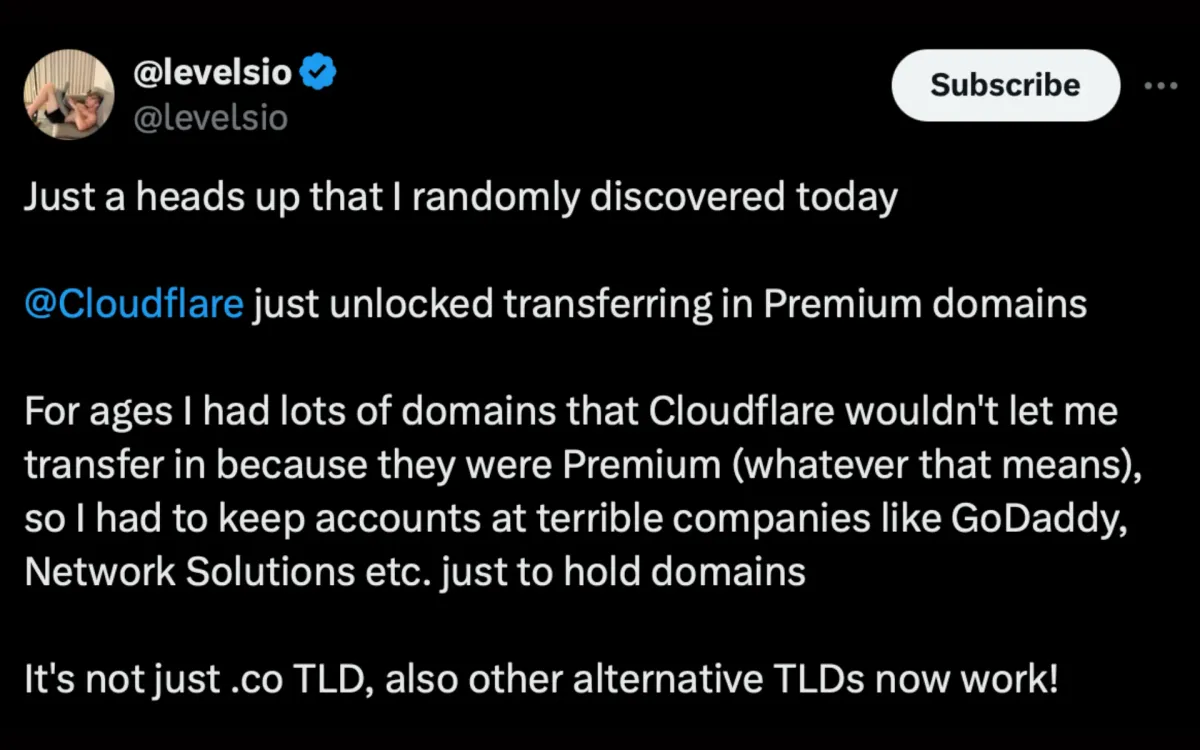 Cloudflare expands domain transfer support to include premium domains