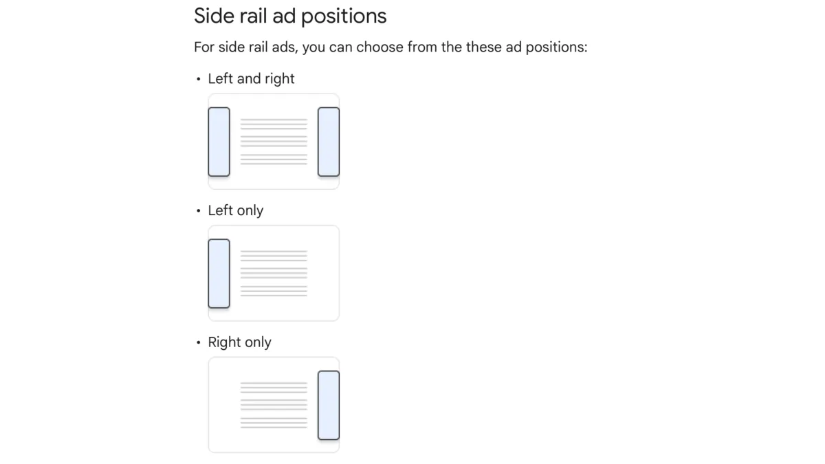 Google AdSense adds positioning controls for anchor and side rail ads