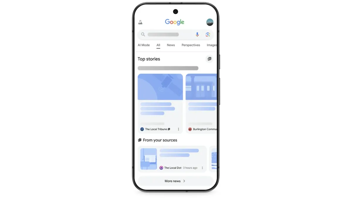 Google tests preferred sources in Top Stories for personalized news feeds