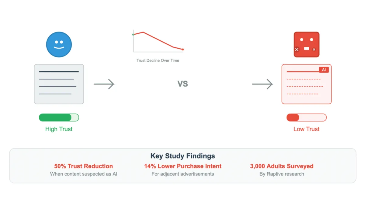 Raptive study shows AI content cuts reader trust by half