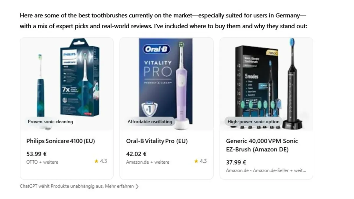 ChatGPT shopping features expand to German users