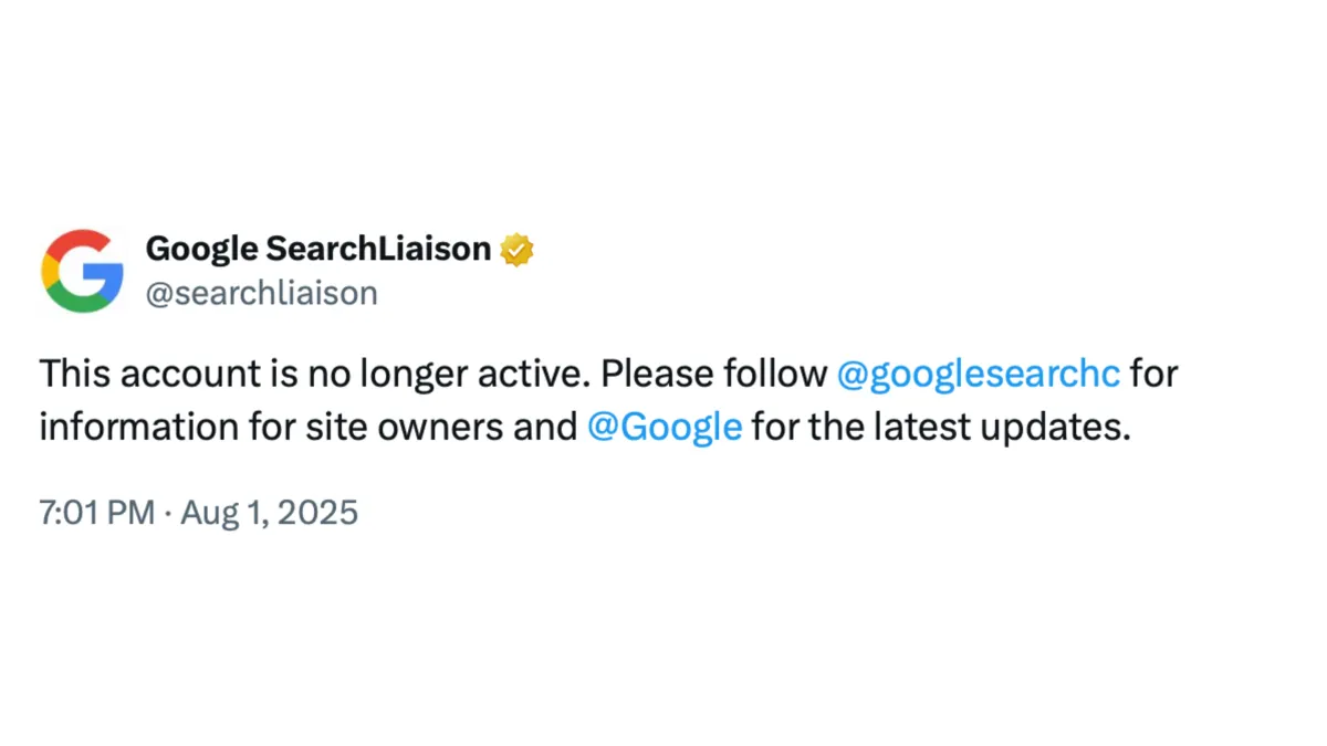 Danny Sullivan no longer Google's search liaison on August 1, 2025