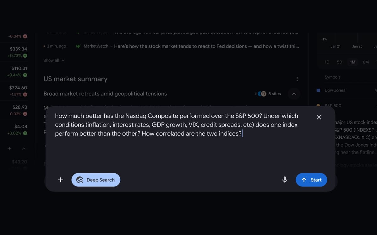 Google Finance expands AI capabilities with Deep Search and prediction markets