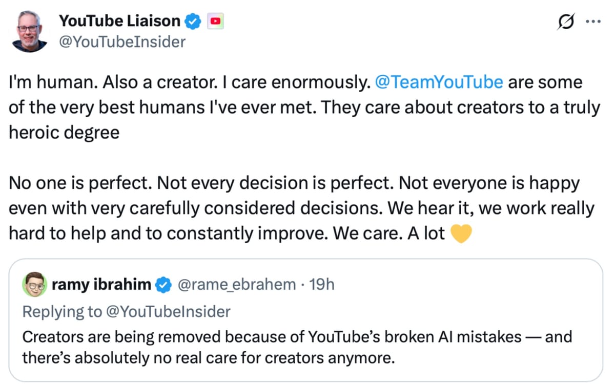 YouTube creators challenge platform's claims of manual appeal reviews